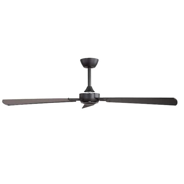 Primo 52 in Modern No-Light Ceiling Fan with 3 Plywood Blades, DC Motor, 6 Speeds, 4 in., 8 in. Downrods, Remote Control