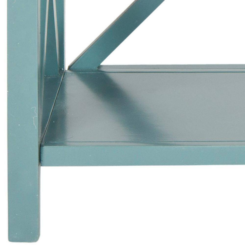 Transitional Liam 2-Tier Open Bookcase in Slate Teal