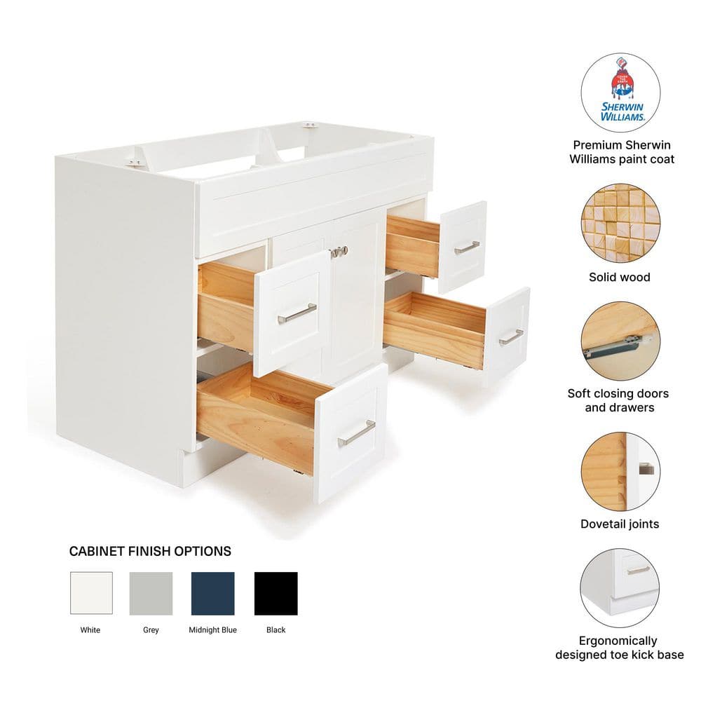 Hamlet 48" White Solid Wood Single Vanity Cabinet