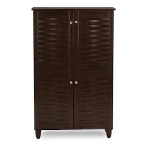 48.17 in. H x 29.95 in. W Brown Wood Shoe Storage Cabinet