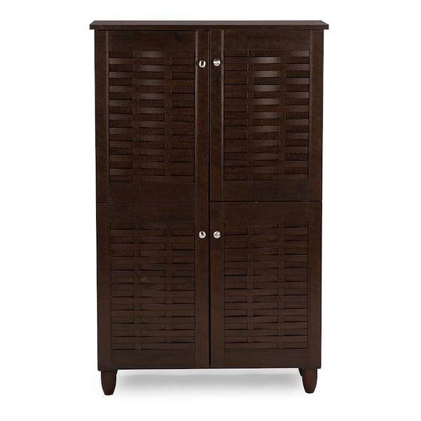 Kinsley Shoe Storage Cabinet With 8 Compartments In Smoked Oak