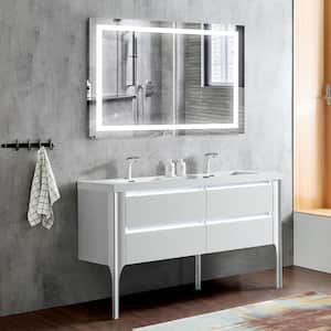 32 in. W x 24 in. H Rectangular Frameless Wall Mounted Bathroom Vanity Mirror in Sliver with Dimmabl Anti-Fog and LED