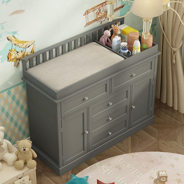 sachin and babi light blue dress Oeuf Changing Tray, Grey main image 0