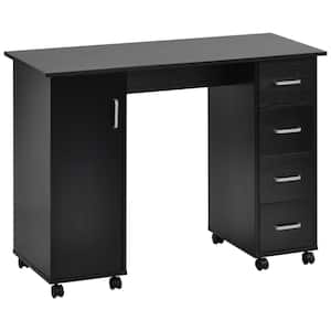 41.73 in. Retangular Black Wood 4 Drawer Computer Desk with A Cabinet