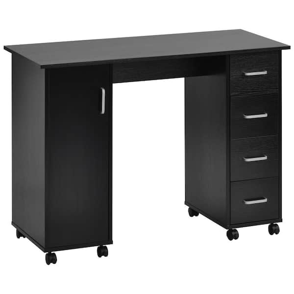 Unbranded 41.73 in. Retangular Black Wood 4 Drawer Computer Desk with A Cabinet