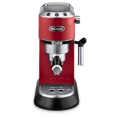 Dedica 15-Bar Red Stainless Steel Slim Espresso Machine and Cappuccino Maker