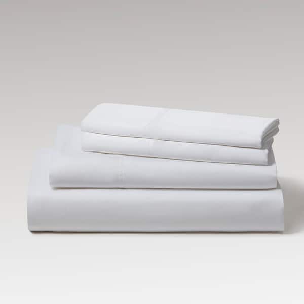 Kathy Ireland Solid 300TC 4-Piece White Bamboo King Sheet Set