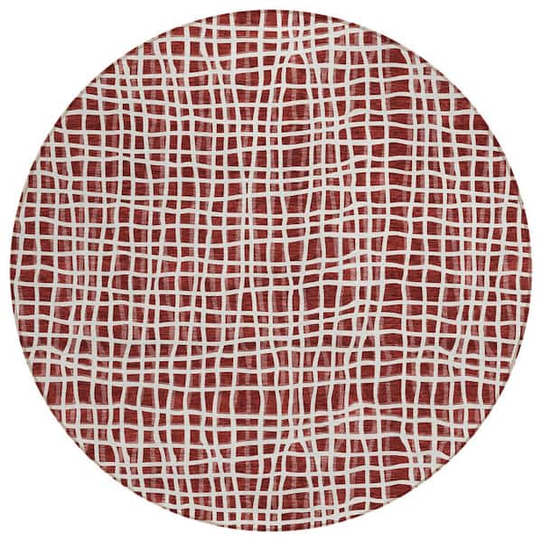 Chantille Machine Washable Indoor/Outdoor Abstract ACN729 Burgundy 8 ft. x 8 ft. Area Rug