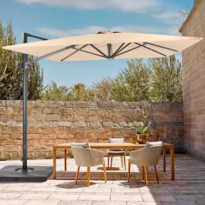 11.5 ft. x 9 ft. Outdoor Rectangular Cantilever Patio Umbrella, Solution-Dyed Fabric Aluminum Frame in Sand