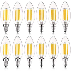 60-Watt Equivalent B10 Dimmable LED Light Bulbs Clear Glass Filament 2700K Warm White (12-Pack)