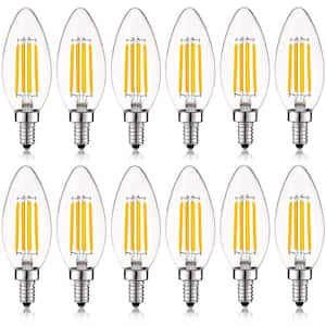 60-Watt Equivalent B10 Dimmable LED Light Bulbs Clear Glass Filament 2700K Warm White (12-Pack)
