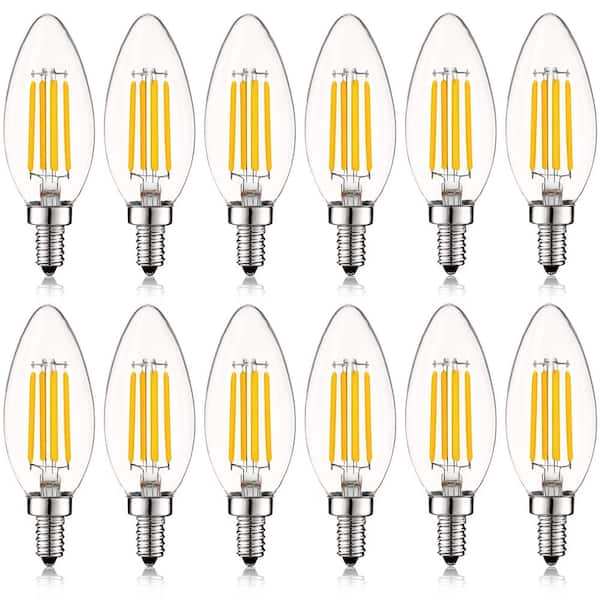 LUXRITE 60-Watt Equivalent B10 Dimmable LED Light Bulbs Clear