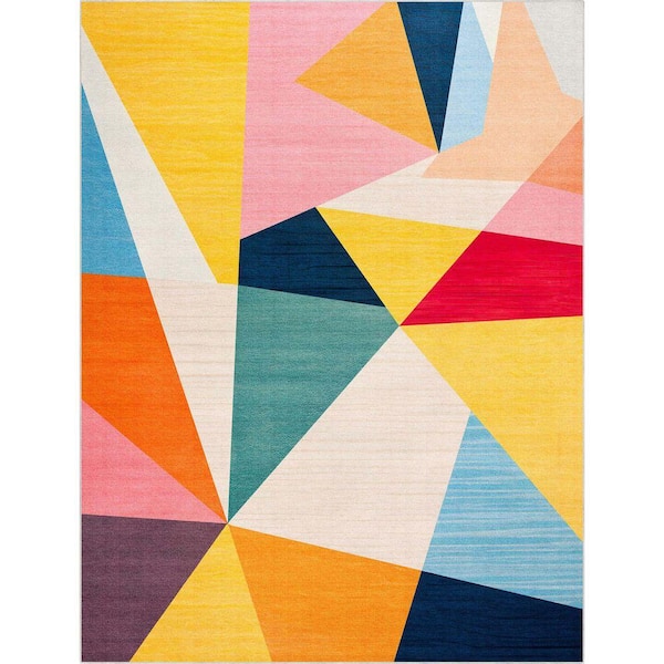 Crayola Modern Shapes Festival Modern, Geometric, Multi Color 5 ft. x 7 ft., Area Rug