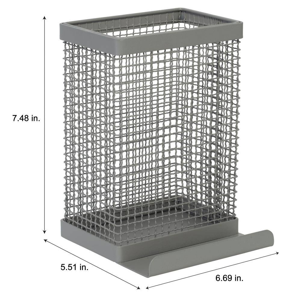 Gray Stainless Steel Square Tablet and Utensil Holder