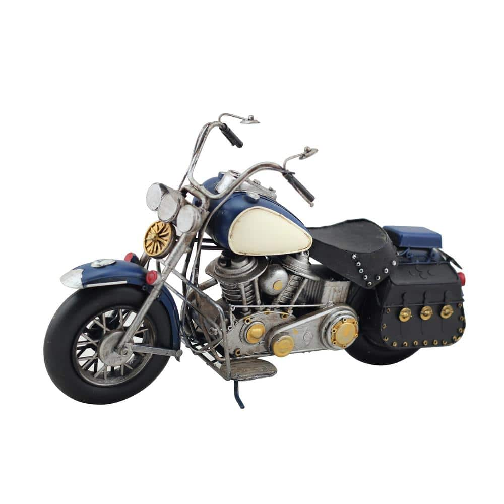 Zaer Ltd. International Vintage Style Metal Model Motorcycles in Dark Blue  VA170008-DB - The Home Depot