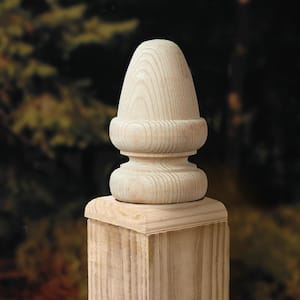 4 in. x 4 in. Wood Acorn Post Cap Finial (6-Pack)