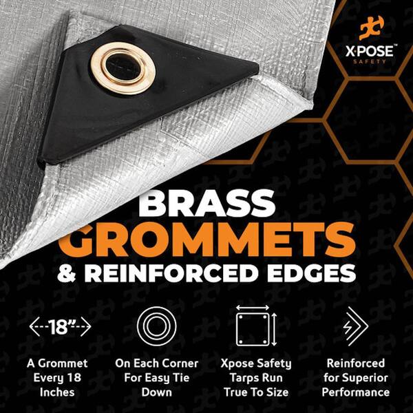 10x20 Foot Heavy Duty Waterproof Tarp - 16Mil Thick, Silver/Brown, UV Resistant With Reinforced Corners & Grommets