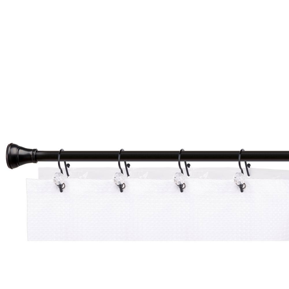 Matte Black Double Shower Curtain Hooks with Crystal Design