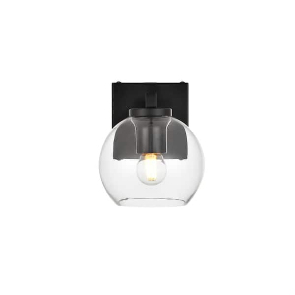 Unbranded Simply Living 6 in. 1-Light Modern Black Vanity Light with Clear Round Shade