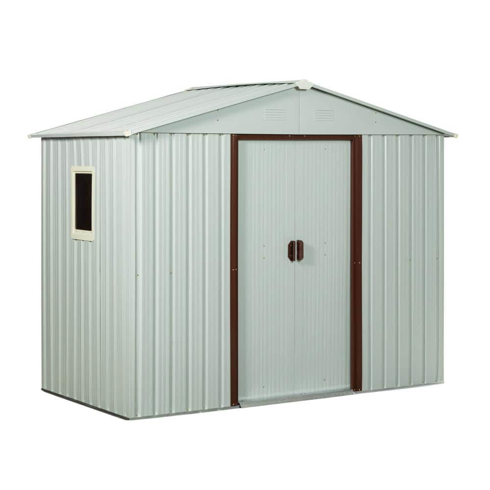 8 ft. W x 4 ft. D Outdoor Metal Storage Shed with Double door, window and V