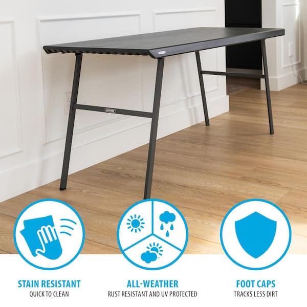 Lifetime 60 in. L Rectangle Black Resin Top Work From Home Desk