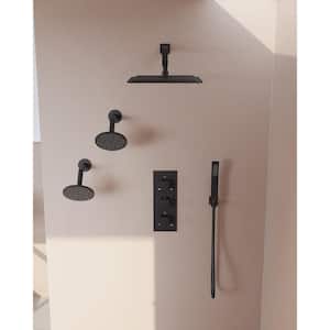 ZenithRain Shower System 8-Spray 12&6&6 in. Dual Wall Mount Fixed and Handheld Shower Head 2.5GPM in Matte Black