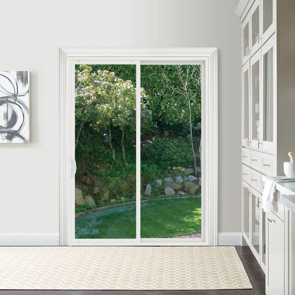 72 in. x 96 in. V-4500 Contemporary White Vinyl Right-Hand Full Lite Sliding Patio Door