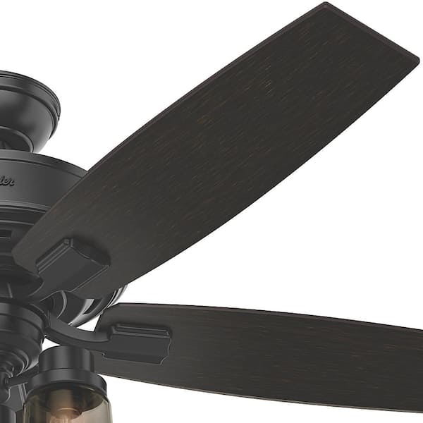 Hunter - Bennett 52 in. LED Indoor Matte Black Ceiling Fan with 3-Light Kit and Handheld Remote Control