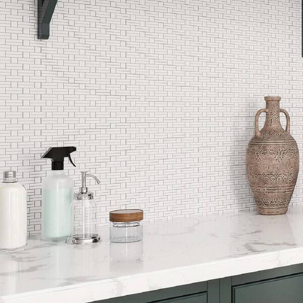 Apollo Tile Heritage Eastern White 12-in x 12-in Polished Natural Stone Marble Linear Floor and Wall Tile (4.83-sq. ft/ Carton)