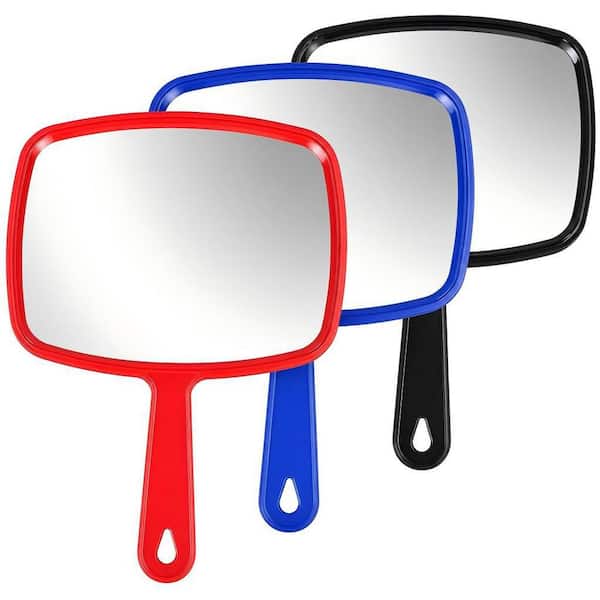 9.17 in. x 6.53 in. Hand Handheld Mirrors with Handle Bulk, Vanity Cosmetic Mirror for Travel, Home (3-Pack)