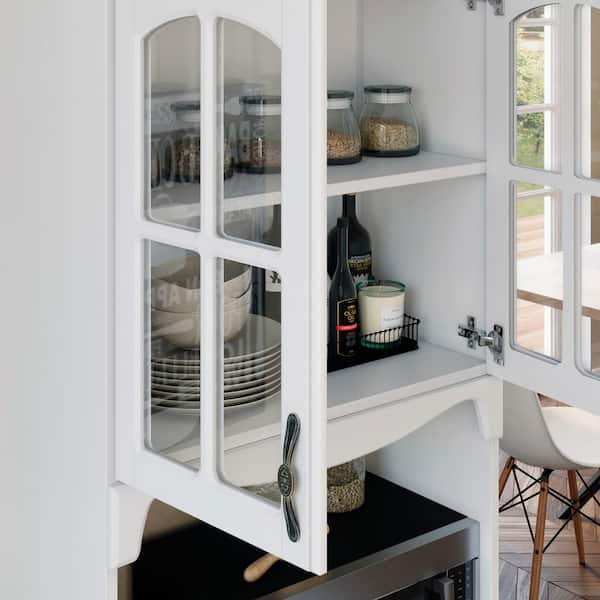 Kerrogee Buffet Kitchen Pantry Storage Cabinet Storage Hutch Acrylic Glass - 70.9x47.2 - White