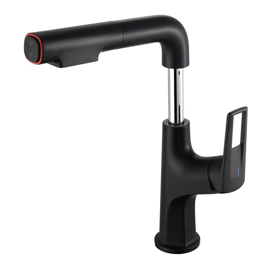 12.8 in. H Single Handle Single Hole Pull-Down Bathroom Faucet with Lift Spout in Black price history on PriceWatchPro