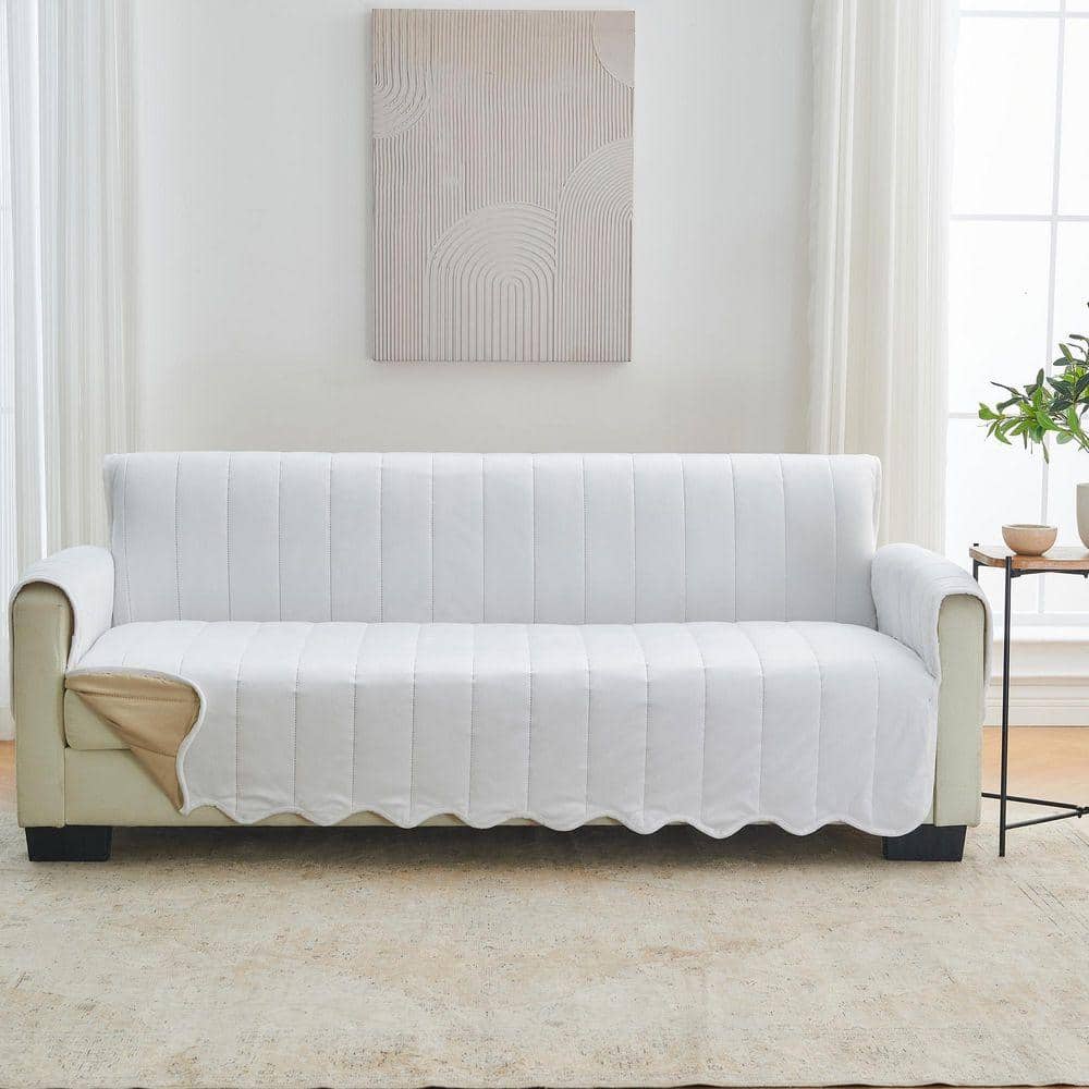 FRESHFOLDS White Ultra-Soft Velvet Sofa Furniture Protector