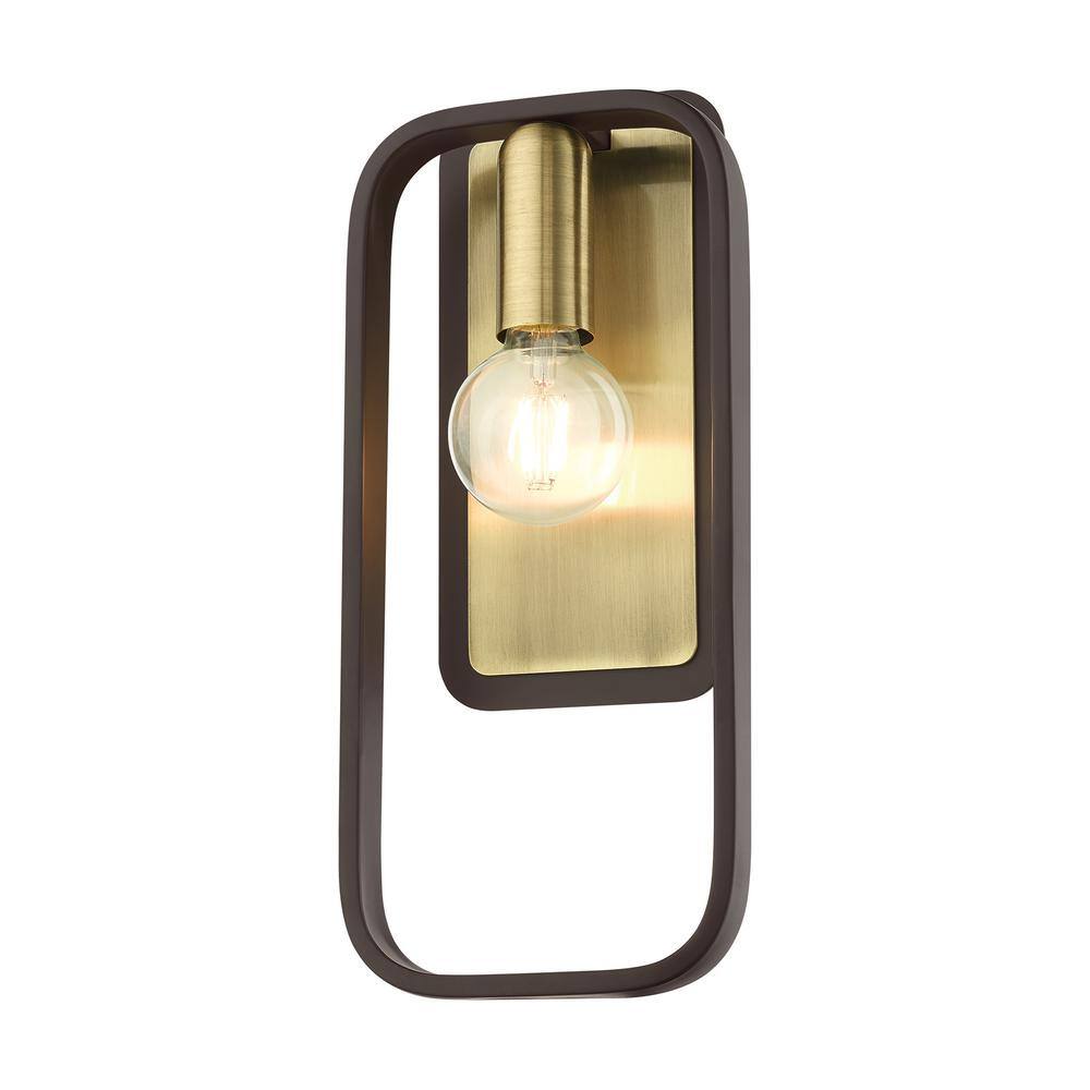 Bergamo Midcentury Modern Dimmable Sconce in Bronze and Antique Brass