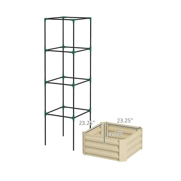 Beige Steel Garden Trellis, Raised Garden Bed for Climbing Vines, Vegetables, Flowers
