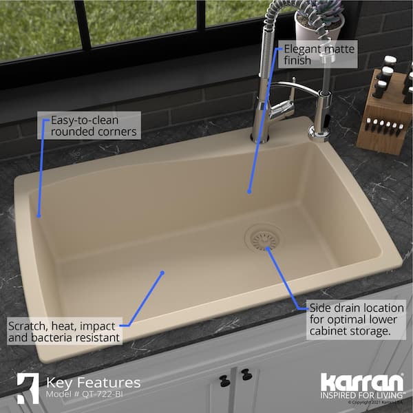 Karran QBSCN 3-1/2 in. Kitchen Sink Basket Strainer in Concrete