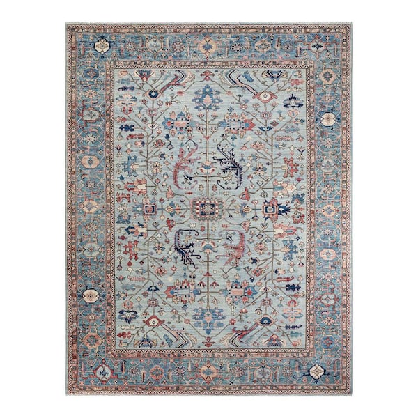 Solo Rugs Serapi One-of-a-Kind Traditional Light Blue 9 ft. x 11 ft. 10 in. Area Rug
