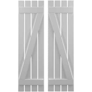 15-1/2 in. W x 63 in. H Americraft 4-Board Exterior Real Wood Spaced Board and Batten Shutters with Z-Bar in Primed