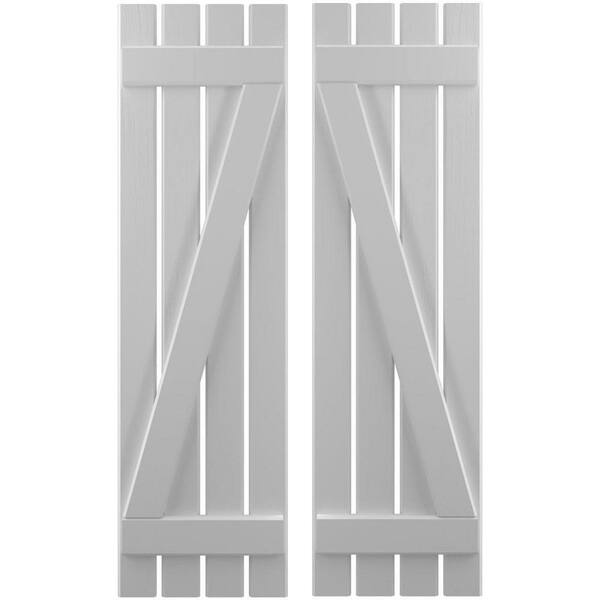 Ekena Millwork 15-1/2 in. W x 84 in. H Americraft 4-Board Exterior Real Wood Spaced Board and Batten Shutters with Z-Bar in Primed