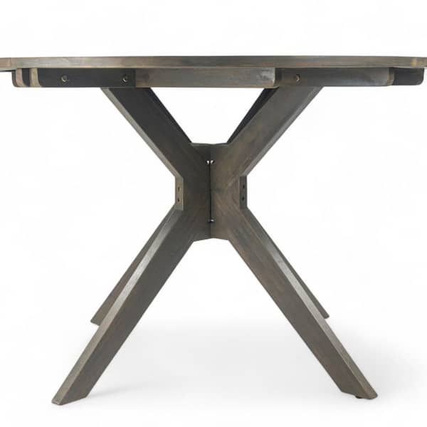 Stamford Gray Round Wood Outdoor Patio Dining Table with X Base