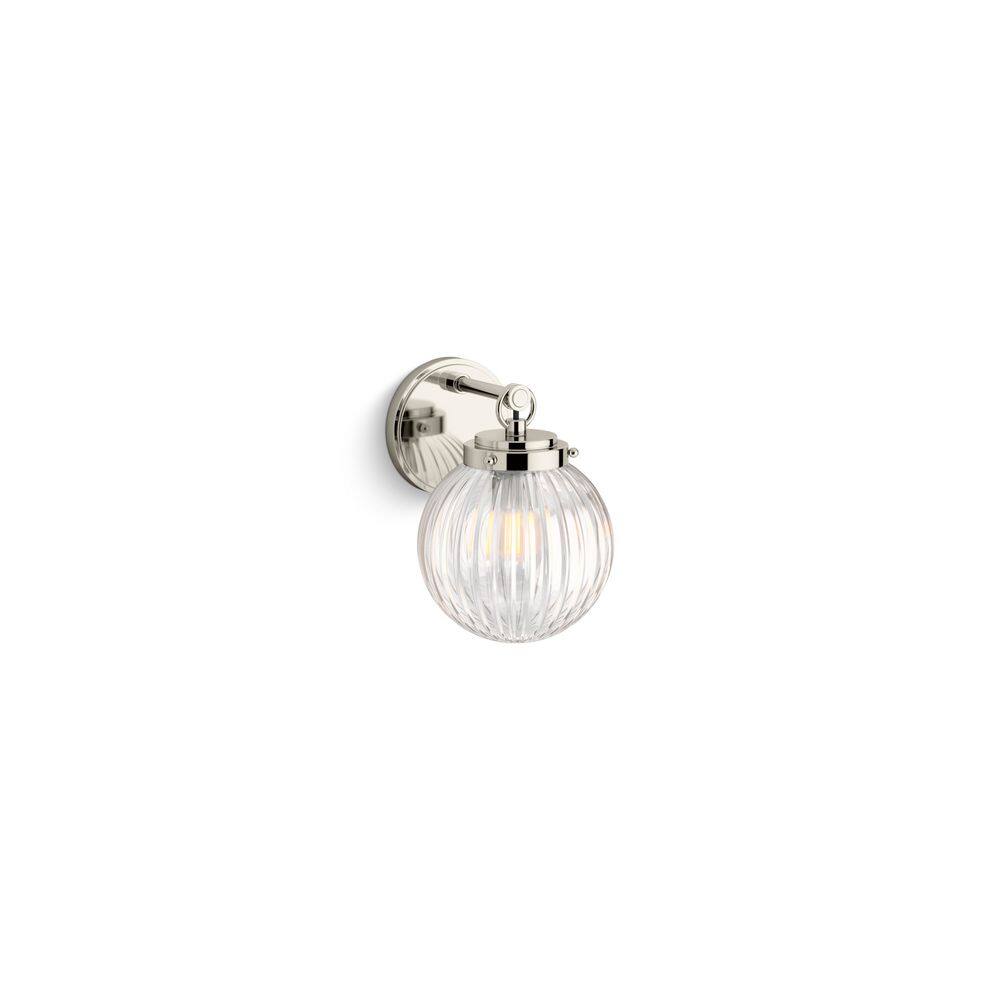 Polished Nickel Glass Globe Wall Sconce