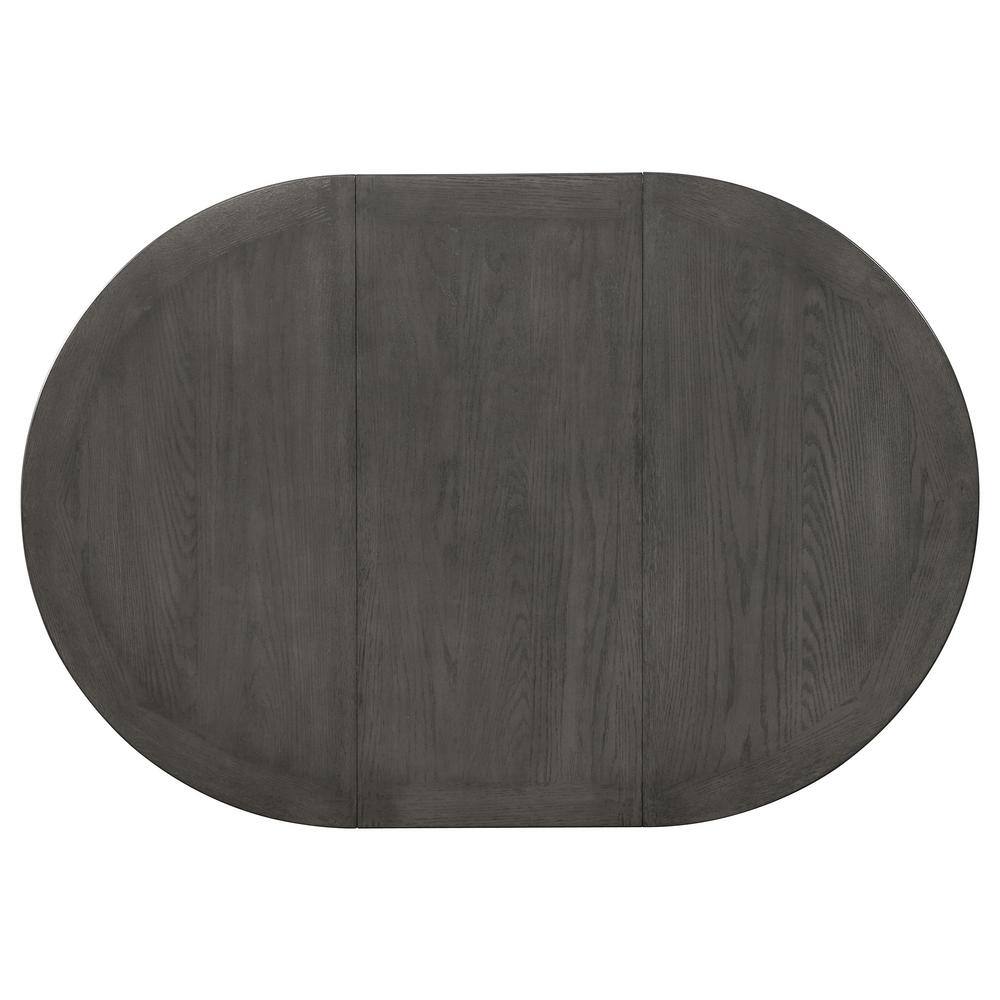 Lavon Medium Gray Oval Dining Set with Black Faux Leather Chairs