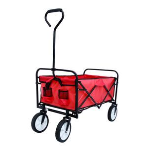 Folding Wagon 4.75 cu. ft. 600D Polyester Fabric Shopping Beach Garden Cart in Red
