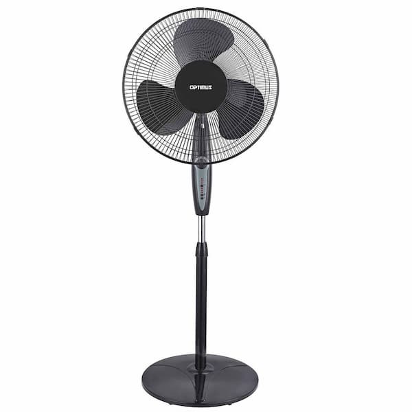 16-in. Oscillating Stand Fan with Remote Control- Black