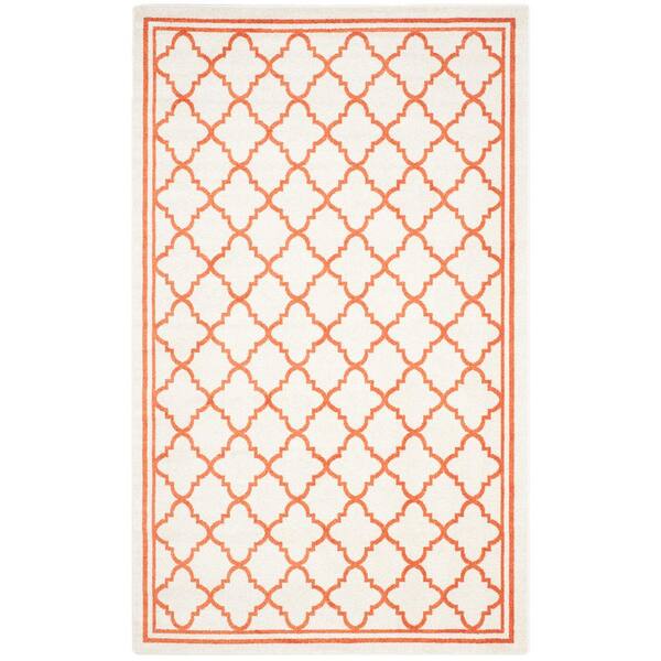 SAFAVIEH Amherst Beige Orange 4 Ft X 6 Ft Border Multi Trellis Area   Beige Orange Safavieh Area Rugs Amt422f 4 64 600 