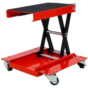 Motorcycle Lift 1100 lb. 14.5 in. Motorcycle Lift with Dolly Jack, Scissor Lift Jack Wide Deck, Portable Bike Rack