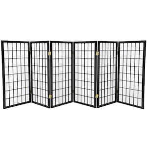3 ft. Short Window Pane Shoji Screen - Black - 6 Panels