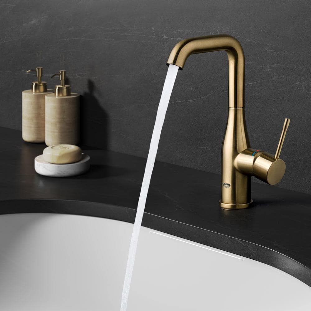 Brushed Gold Single Hole Brass Bathroom Faucet
