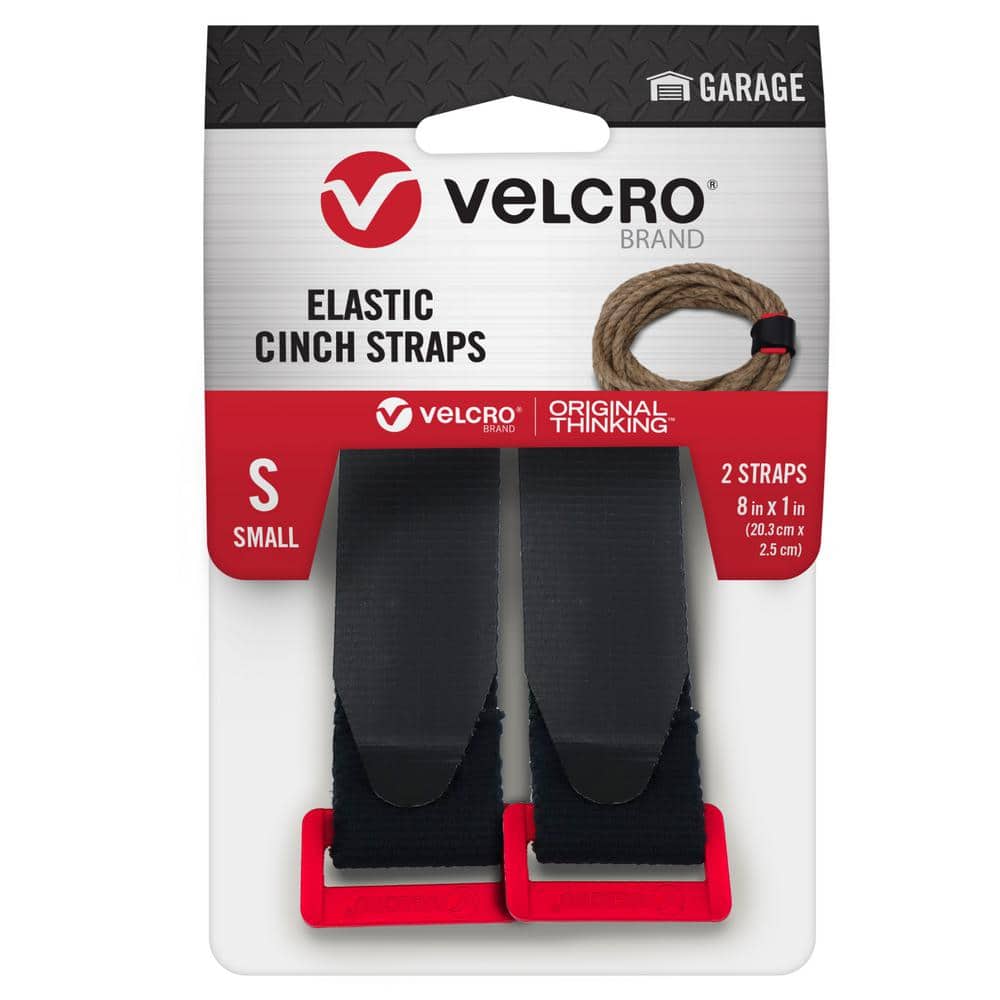 VELCRO 8 in. x 1 in. Garage Elastic Cinch Strap with Red D Ring 2 ct., 6/36  Black VEL-30842-USA - The Home Depot