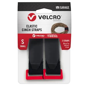 8 in. x 1 in. Garage Elastic Cinch Strap with Red D Ring 2 ct., 6/36 Black